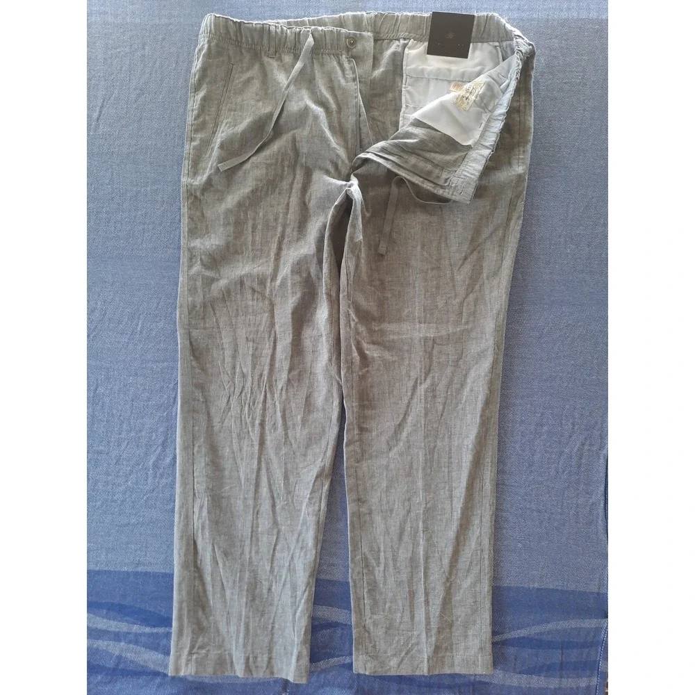 Tasso Elba Island Mens XXL Gray Linen Cotton Blend Relax Drawstring Pants New